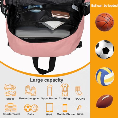 Goloni Soccer Backpack,Basketball Backpack with Ball Compartment & Shoe Compartment,Backpack for Basketball,Soccer - color: Light Pink