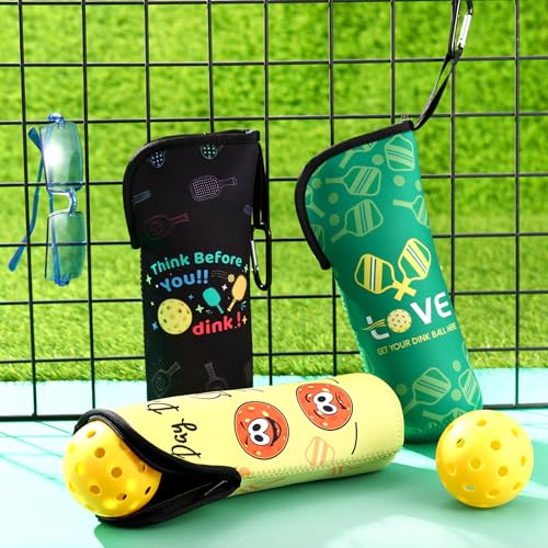 3 Pcs Pickleball Ball Holder Portable Pickleball Bags Funny Tennis Storage Bags with Hook for Hanging Neoprene Pickle Ball Accessories Gifts for Men Women