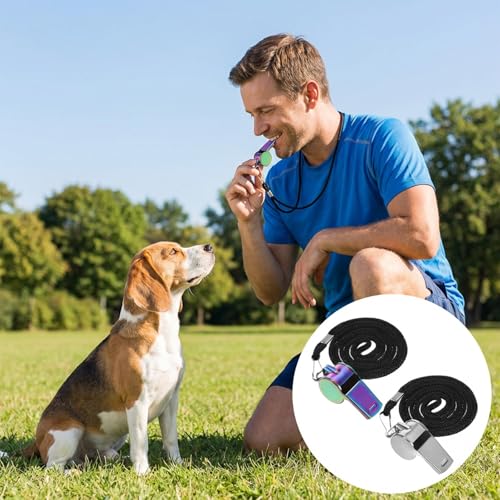 TIESOME 4Pcs Stainless Steel Whistle with Lanyard, Super Loud Sports Whistle for Referees, Coaches, Police, Emergency, and Outdoor Sports