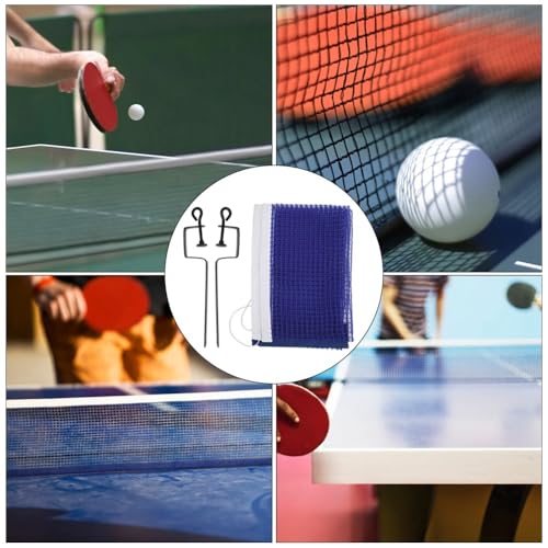 ‌Table Tennis Net Replacement with Adjustable Bracket - Blue Polyester Net for Indoor & Outdoor Practice