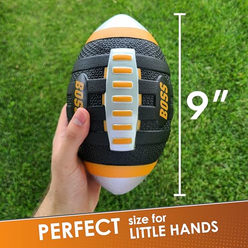 BOSS Foam Football - Toddler Junior Football for Kids - Each Quality Kids Football is 9” – Soft, Small Football Youth - color: Orange