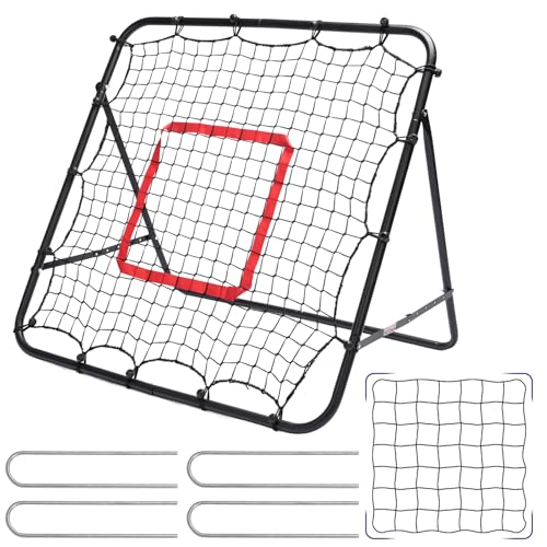 Foldable 3.3 * 3.3FT Soccer Rebounder Net, Adjustable Angle Football/Baseball/Volleyball Rbounder Net,Multi-Sport Trainer for Kids Teen Adult - Training Control, Passing Practice for Indoor Outdoor