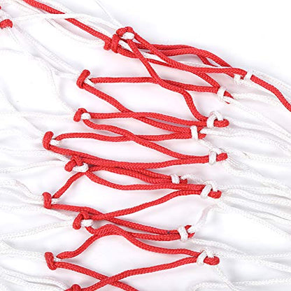 Large Sports Ball Bag Holder, Portable Mesh Bag for Basketball Volleyball Football, Red and White - Durable Material, Thickened Rope Carry Handles, Ideal for Team Use