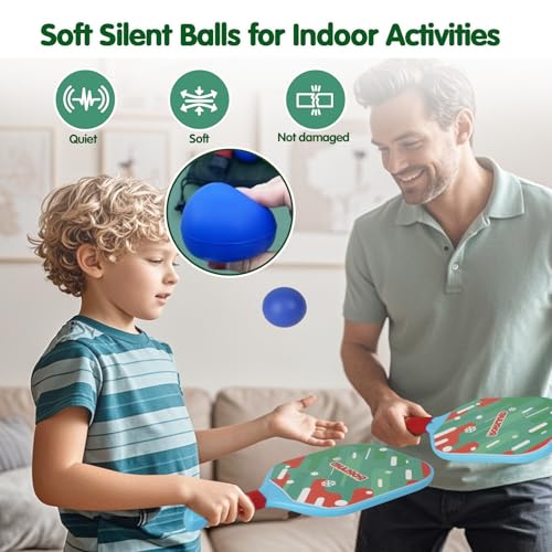 Kids Pickleball Paddles Set of 2,Lightweight,Durable,Waterproof,Ergonomic Grip for Small Hands,Toddler Beach Pool Backyard Outdoor Game Toy-Birthday Gift for Boy Girl, Beginner