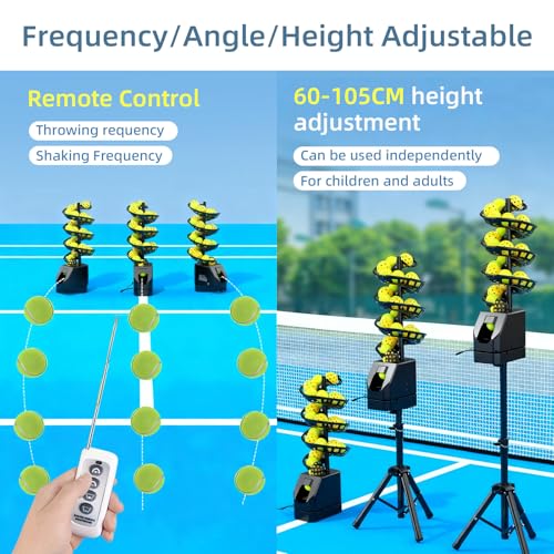 Pickleball Machine, Adjustable Speed & Angles, Pickleball Launcher with Auto Swing Base, Powered by Batteries/AC Power, for All-Level Training(with Remote Control) Upgradedversion