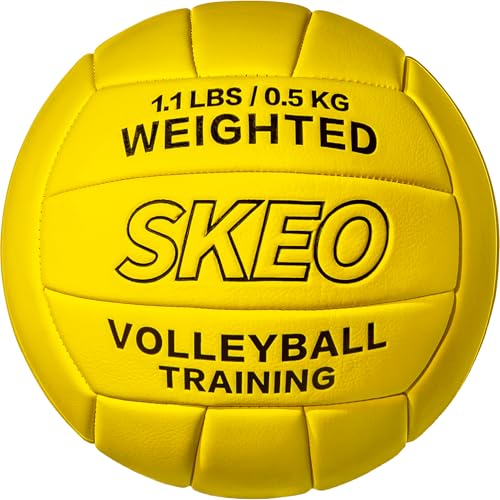 SKEO Training Volleyball Weighted 1.1 LBS Heavy Ball Official Size 5, for Outdoor Indoor, Softy Composite Leather Delivers Authentic Feel Natural Bounce (Deflated) - color: Yellow, Black