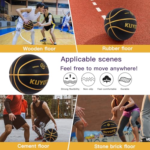 KUYOTQ Kids Youth Adult Size 3/4/5/6/7 (22/25.5/27.5/28.5/29.5") Basketball Premium Rubber or Faux Leather Basketball Indoor Outdoor Basketball for Boys Girls Womens Mens Basketball Gifts (Deflated)
