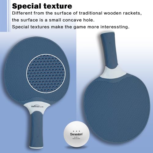 Senston Table Tennis Rackets Set, Professional Table Tennis Racket with 3 Balls, Composite Rubber Ping Pong Paddle Set - color: Indigo