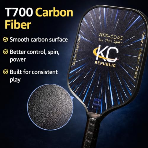 Pickleball Paddle Set – T700 Smooth Carbon Fiber Paddles with Covers, 2 Thermoforming 4-Layer Rackets, 4 Outdoor Pickleballs & Carry Bag | USAPA Approved Lightweight & 16MM Polymer Honeycomb Core