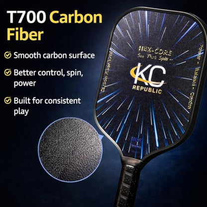 Pickleball Paddle Set – T700 Smooth Carbon Fiber Paddles with Covers, 2 Thermoforming 4-Layer Rackets, 4 Outdoor Pickleballs & Carry Bag | USAPA Approved Lightweight & 16MM Polymer Honeycomb Core