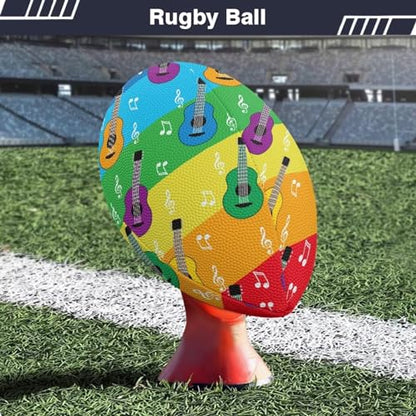 SYtrade Recreational Football Game Footballs PU Composite Leather Footballs for Training Indoor Outdoor - color: Guitar Music Rainbow Stripe