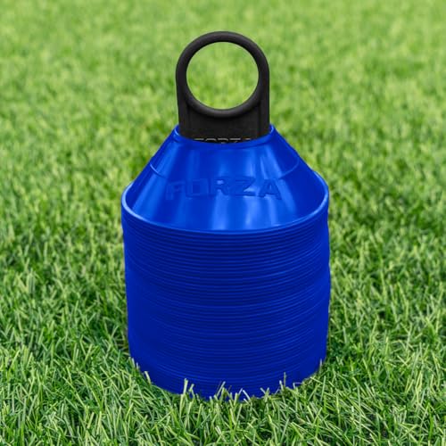 FORZA Mini Training Marker Cones | Durable Multi-Purpose Mini Space Cones Ideal for All Sports – Pack of 50 or 1000 in Multiple Color Options [Includes Carry Stand]