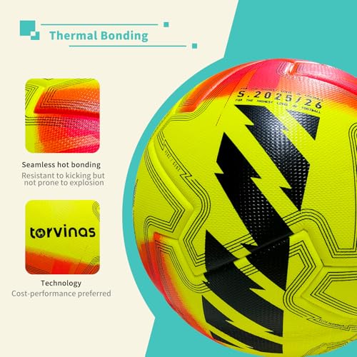 Soccer Ball Size 5,4 – Thermal Bonded Waterproof PU Leather, Professional Training & Match Ball for Youth & Adults, with Pump & Bag, Training Gift Set - color: light yellow