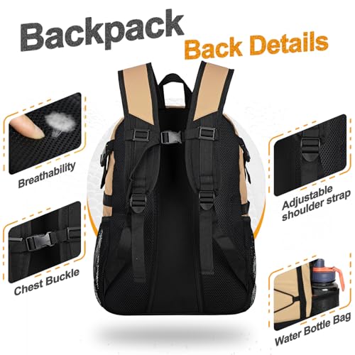 Goloni Soccer Backpack,Basketball Backpack with Ball Compartment & Shoe Compartment,Backpack for Basketball,Soccer - color: Khaki