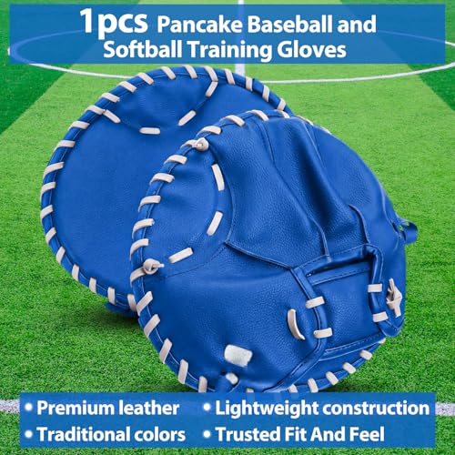 VioraWhite Pancake Baseball and Softball Training Glove with Practice Foam Ball - Flat & Soft Premium PVC Fielding Gear for Right-Hand Throw, Great Choice for Teens