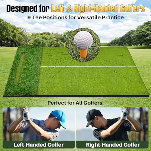 Golf Hitting Mat 6x4ft Golf Mats Practice Indoor Outdoor with 20mm EVA Base Golf Practice Mat with 9 Hitting Holes Ideal for All Levels