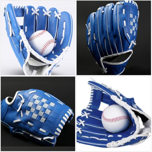 9.5-inch Pu Baseball Glove Thickened Infielder Pitcher Training Mitt Blue for Sports Practice