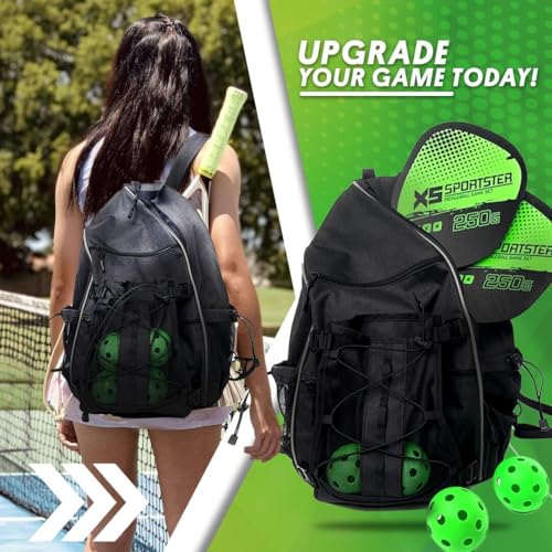 Good E's Pickleball Bag for Women and Men, Compact Sports Backpack, Durable Pickleball Carry Bag with Multiple Pockets, Adjustable Straps and Hook