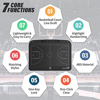 13.5'' Electronic Football Tactical Board, Basketball Coaching LCD Soccer Strategy Board With Stylus Pen, Marker Training Writing Tablet Coach Gifts - color: Basketball Black