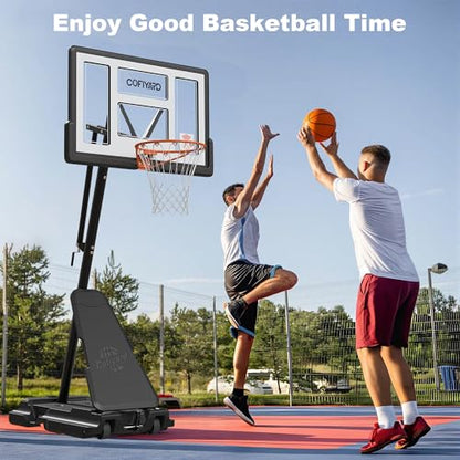 Cofiyard Basketball Hoop Outdoor with 44/48/54 Inch Shatterproof Backboard,10FT Height Portable Basketball Hoop with Sandbag, Adjustable Basketball Goal with Wheels