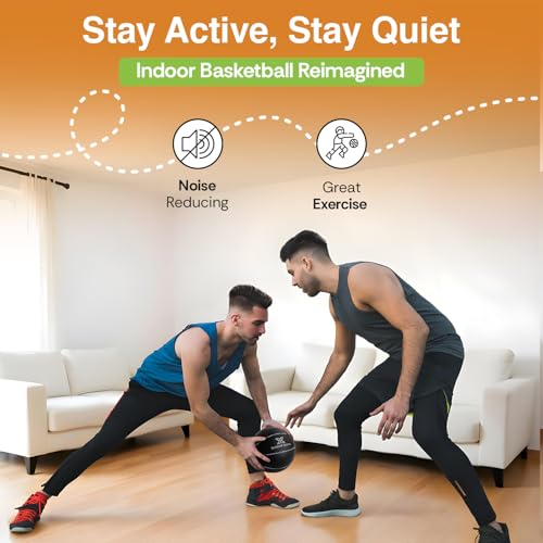 Silent Basketball Size 7 (29.5”) | Grooved Airless Indoor Basketball Quiet Dribbling Indoor Training | Dribble Dream Silent Soundless Basket Ball | Upgraded - Better Grip and Bounce