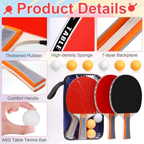Liliful Table Tennis Rackets Set with Table Tennis Balls and Storage Bags for Indoor Outdoor