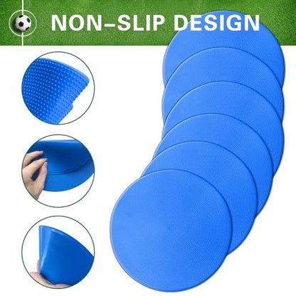 Poly Spot Markers 4 inch/9 inch Non-Slip Rubber Agility Training Markers Floor Dots Flat Field Cones for Football, Soccer, Basketball, School Exercise Drills, Dance Practice - style: 9 inch 12 Pcs Blue (TPE)