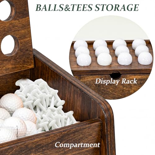 WINGYZ Premium Birch Plywood Golf Bag Storage for 2 Bags | 36lb Rock-Solid Golf Bag Organizer | 7-Shelf Command Center | Artificial Turf 12-Ball Display | No Wall Mounting Required (Brown) - color: Brown