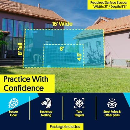 Open Goaaal 3-in-1 Soccer Training Rebounder - Soccer Goal for Volley, Passing, Training - Outdoor Sports, Backyard Games - size: Junior with Targets