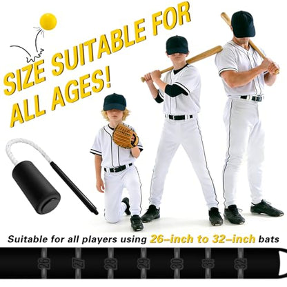 Baseball & Softball Swing Trainer Set – Real Feel Swing & Hitting Practice - Includes Rope Swing Training Bat, 12 Soft Foam Balls with Tote Bag, Batting Training Aid for Youth Beginners