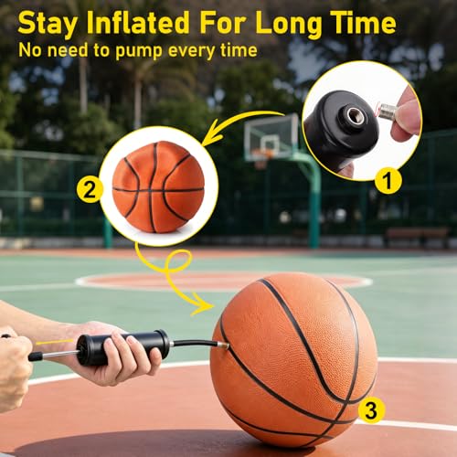 12 Pack Basketballs Bulk Official Size 7 Men Adults for Outdoor Indoor, 29.5" Teens Inflatable Basketballs Rubber Street Ball with Pump & Needles Set for Basketball Games Training Competition
