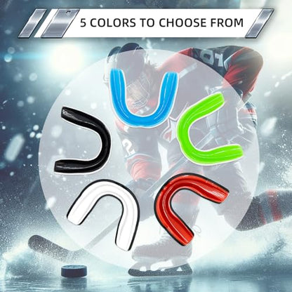 LPONJAR 5 Pack Toddler Kids Youth Mouth Guard, Moldable Sports Mouthguard with Case for Boys & Girls, Ideal for Non Braces, Football Lacrosse Hockey Basketball Boxing Soccer Taekwondo MMA Karate - size: Medium (7-14 Year old)