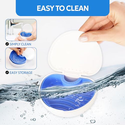 Denture storage case – Hygienic & Protective Denture Bath Cup – Travel-Friendly Orthodontic Dental Retainer Container, Portable, Secure for Invisalign, Mouth guards, Braces – Easy to Use