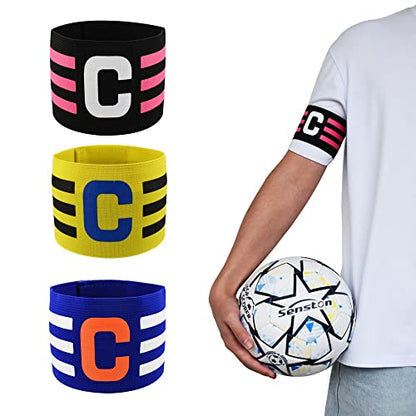 Senston Soccer Ball Captains Armbands for Adult and Youth 3Pcs - color: Black/Yellow/Blue