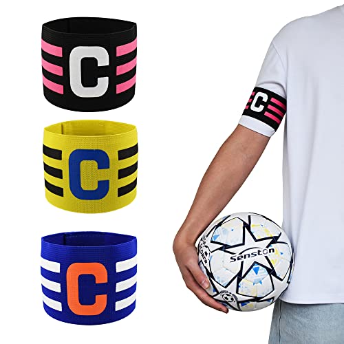 Senston Soccer Ball Captains Armbands for Adult and Youth 3Pcs - color: Black/Yellow/Blue
