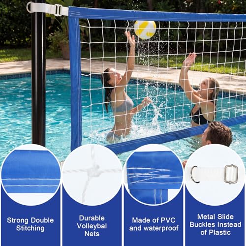 Thenshop Pool Volleyball Net 15x3 ft Durable Upgraded Swimming Pool Volleyball Net for Inground Pools Summer Party Gift for Family and Adult Games with Storage Bag