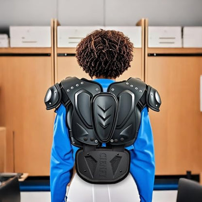 Football Back Plate, Lower Backplate with Hard Shell, High Impact Padding and Durable Adjustable Straps for Youth and Adults - color: Black, size: Youth