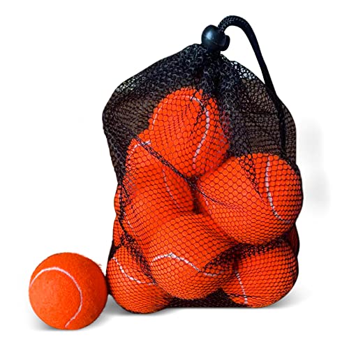 Magicorange Tennis Balls, 12 Pack Advanced Training Tennis Balls Practice Balls, Come with Mesh Bag for Easy Transport, Good for Beginner Training Ball - color: Dark Orange