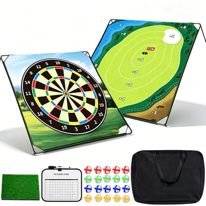 HOTWIND Golf Chipping Game Mat 71" x 71" 2-Sided Hook & Loop Sticky Golf Practice Pad with Stand Portable Indoor Outdoor Backyard Camping Golf Game Accessories for Family Adults Not Included
