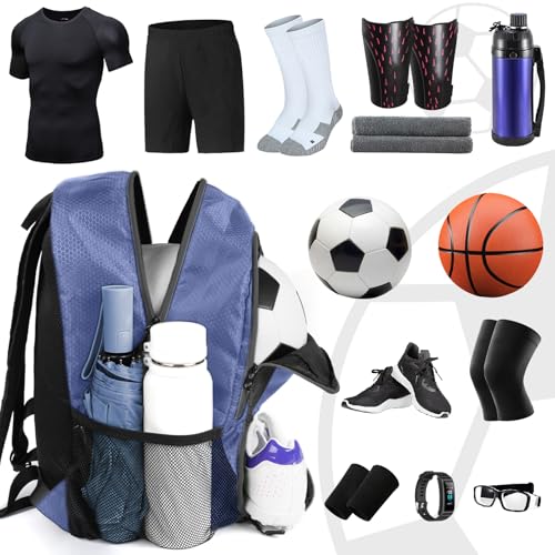 YOREPEK Soccer Backpack,Soccer Bag with Ball Holder, Water resistant Sport Equipment Bags Fit Basketball Volleyball Football - color: Purple