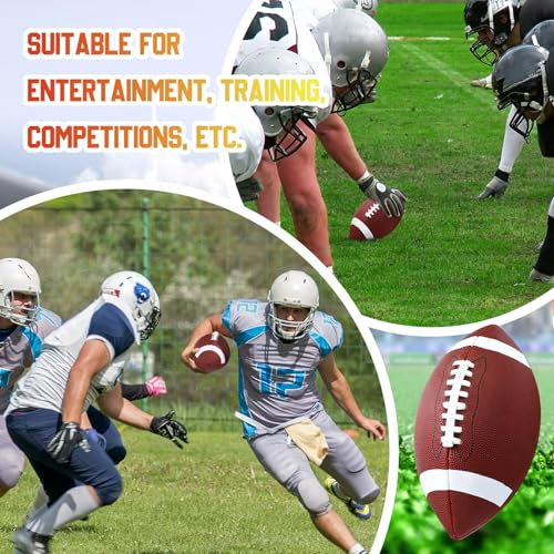 Jerify Composite Leather Footballs Official Size Composite Leather Balls Leather Inflatable Footballs with Pump Indoor Outdoor Footballs Bulk for Training and Recreational Play