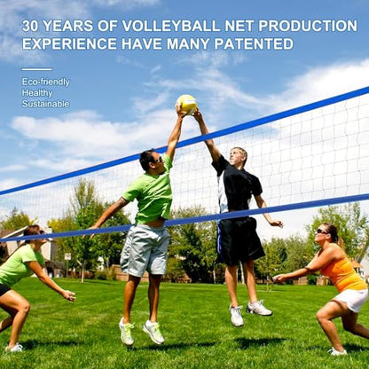 Professional Volleyball net Outdoor Heavy Duty, Lengthened Aircraft Wire Rope, Upgraded Weather Resistance, Thicker Border for Indoor Outdoor Backyard Pool Schoolyard Beach 32x3FT(Net Only)