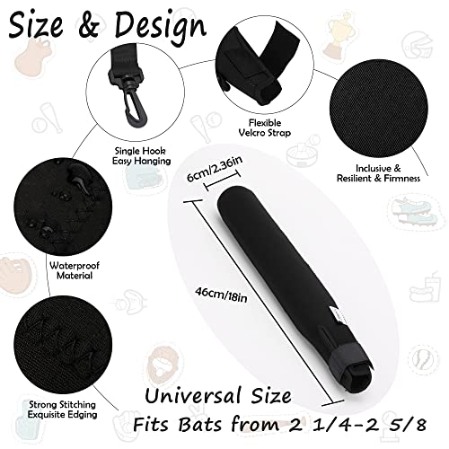 ILHSTY Bat Protector Sleeve for Baseball & Softball, Bat Warmer & Cover With Hook - color: Black
