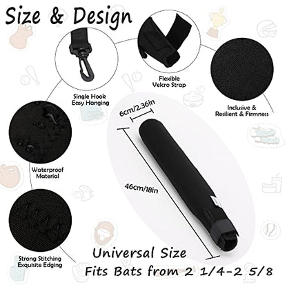 ILHSTY Bat Protector Sleeve for Baseball & Softball, Bat Warmer & Cover With Hook - color: Black