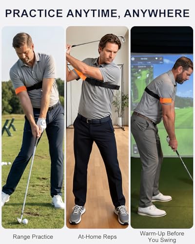 BoomBa Golf Swing Training Aid Strap, Adjustable Trail Arm Connection Trainer, Instant Feedback Golf Arm Band to Help Reduce Chicken Wing and Improve Swing Path