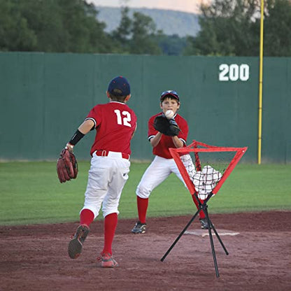 PATIKIL Baseball Caddy Portable Baseball Bucket of Balls Batting Practice Ball Caddy Stand with Carry Bag for Softball Holders Hitting Batting Practice Training, Red