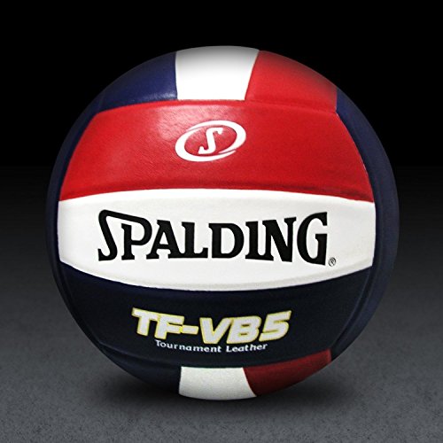 Spalding TF-VB5 Red/White/Blue Volleyball Recreational Ball, Japanese Leather Cover, Floating Butyl Bladder, 1 - color: Red/White/Blue, size: One Size