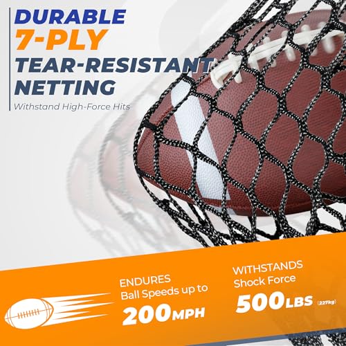 7x7ft/8x8ft Football Throwing Net, Quarterback Training Equipment with 5 Target Pockets, Includes Football, Portable Carry Bag
