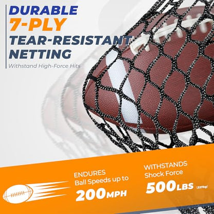 7x7ft/8x8ft Football Throwing Net, Quarterback Training Equipment with 5 Target Pockets, Includes Football, Portable Carry Bag