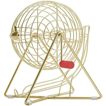 MR CHIPS Professional 11" Steel Bingo Cage Only – Fits 7/8" Bingo Balls (Not for 3/4" Balls or 38mm Ping Pong Balls) – Luxury Gold - color: Luxury Gold Bingo Cage Only